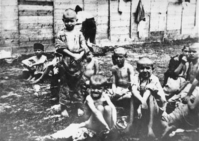 Starved children at the Stara Gradiska camp in Jasenovac